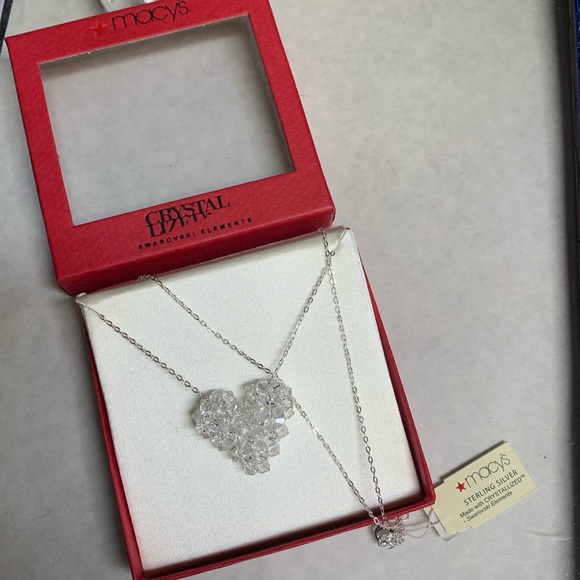 Crystallized Heart Necklace (Sterling Silver Swarovski Elements) - Picture 1 of 10